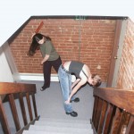 School discipline in the stairwell